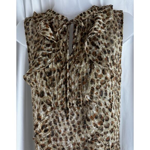 Ann Taylor LOFT Sleeveless Animal Print Top Brown Tan S Light Academia 55-20 - Picture 8 of 16